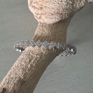 Silver Crystal Floral Bracelet - Women's Jewelry